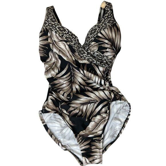 Miraclesuit One Piece Swimsuit Womens 12 Its A Wrap Oasis Colorblock Shaping - Picture 1 of 9